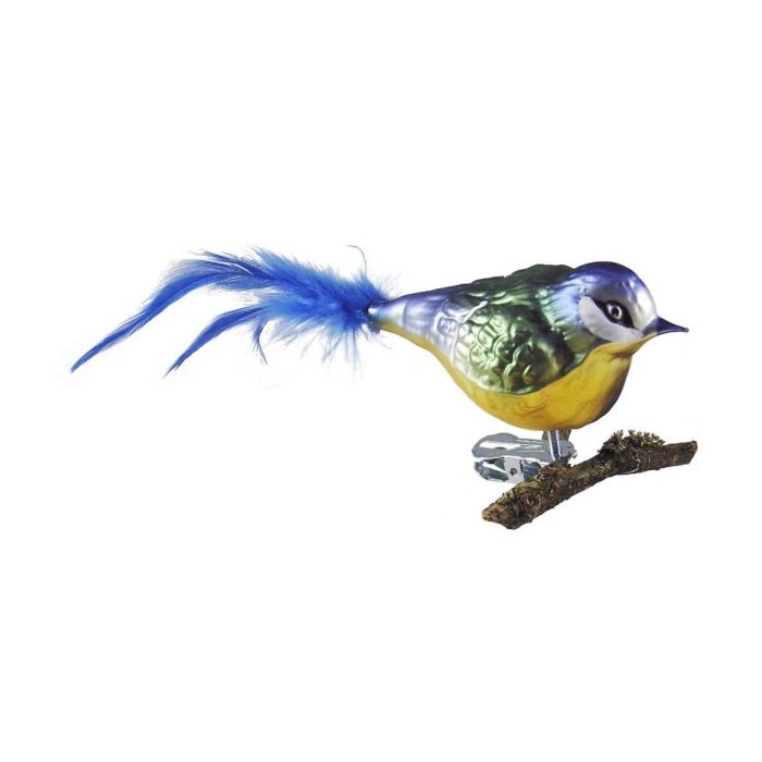 Bird in glass with clip Blue tit