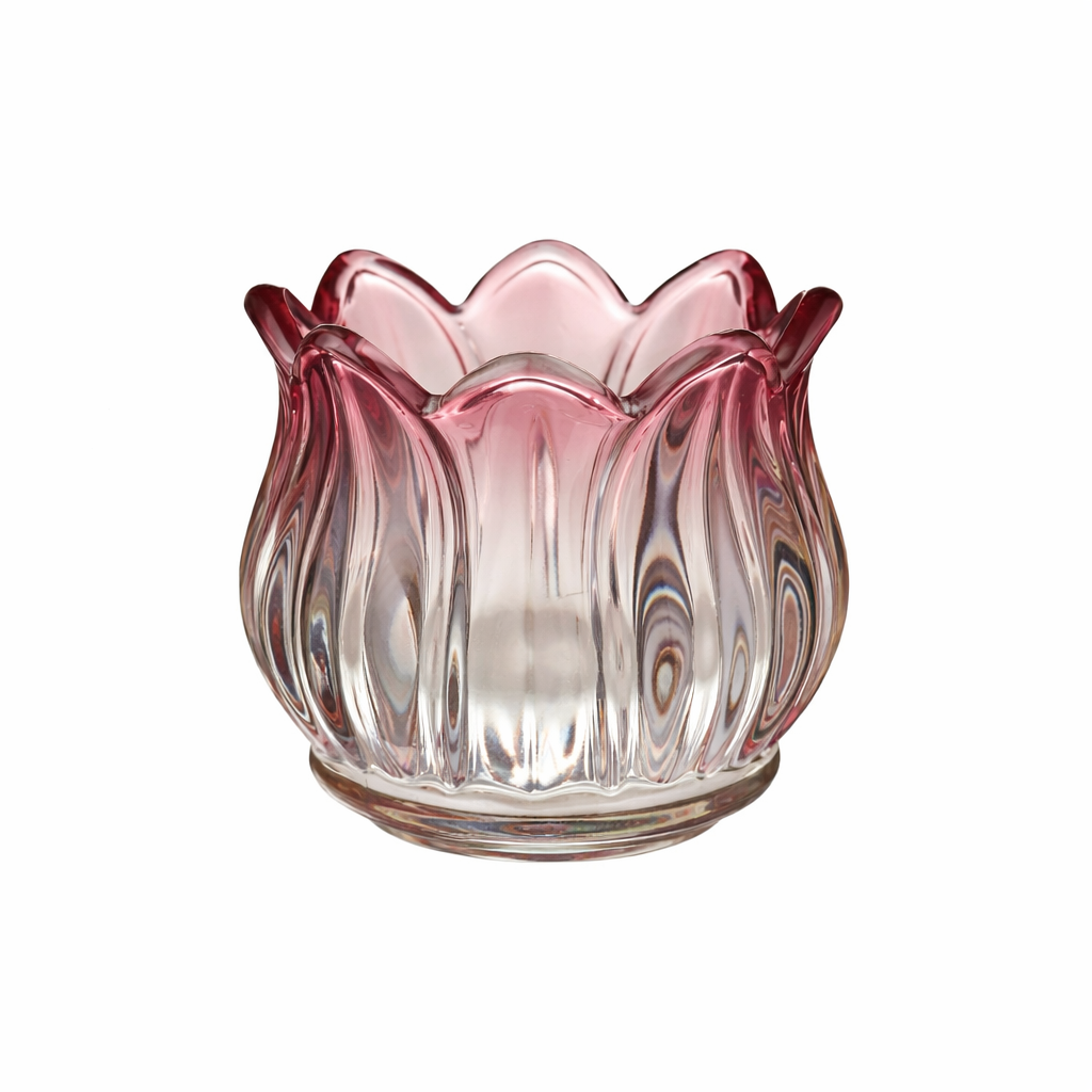 Ib Laursen Tulipanstage i rosa glas til fyrfadslys