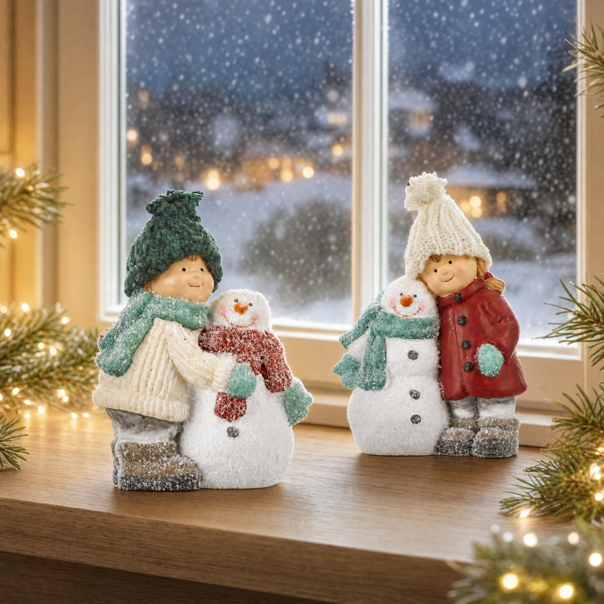 Winter children with snowmen