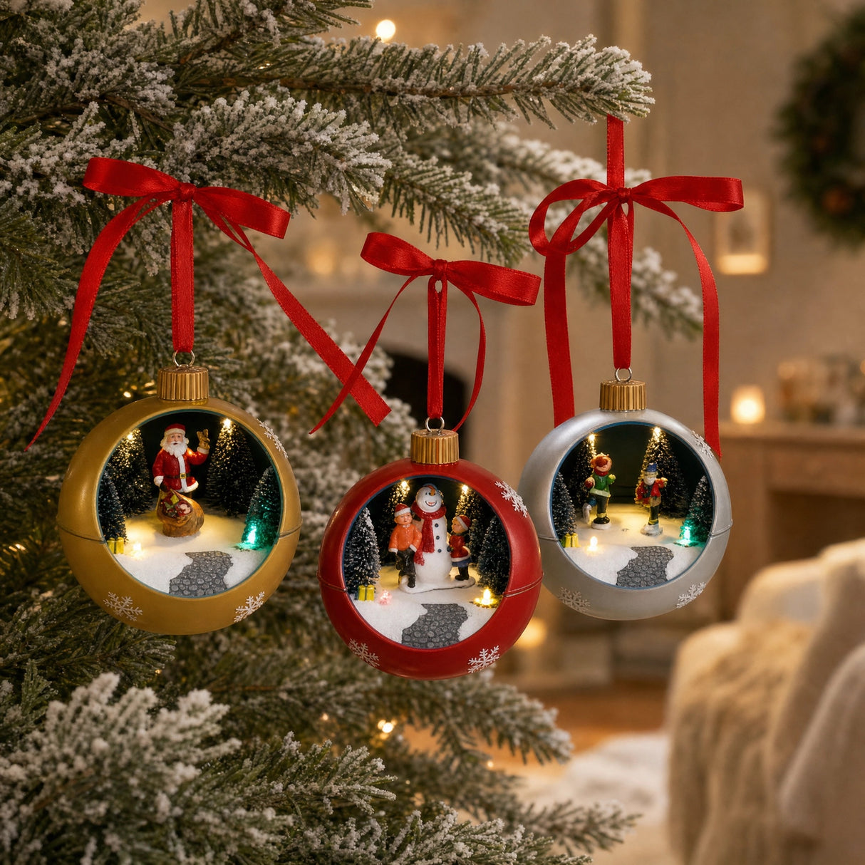 Christmas balls with winter landscape
