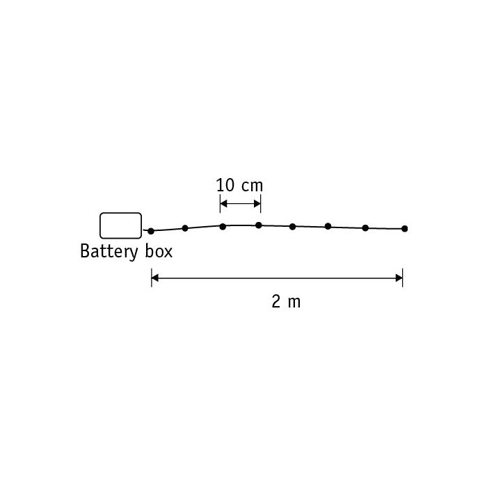 Lyskæde sølvfarvet med 20 klassisk hvide LED-lys