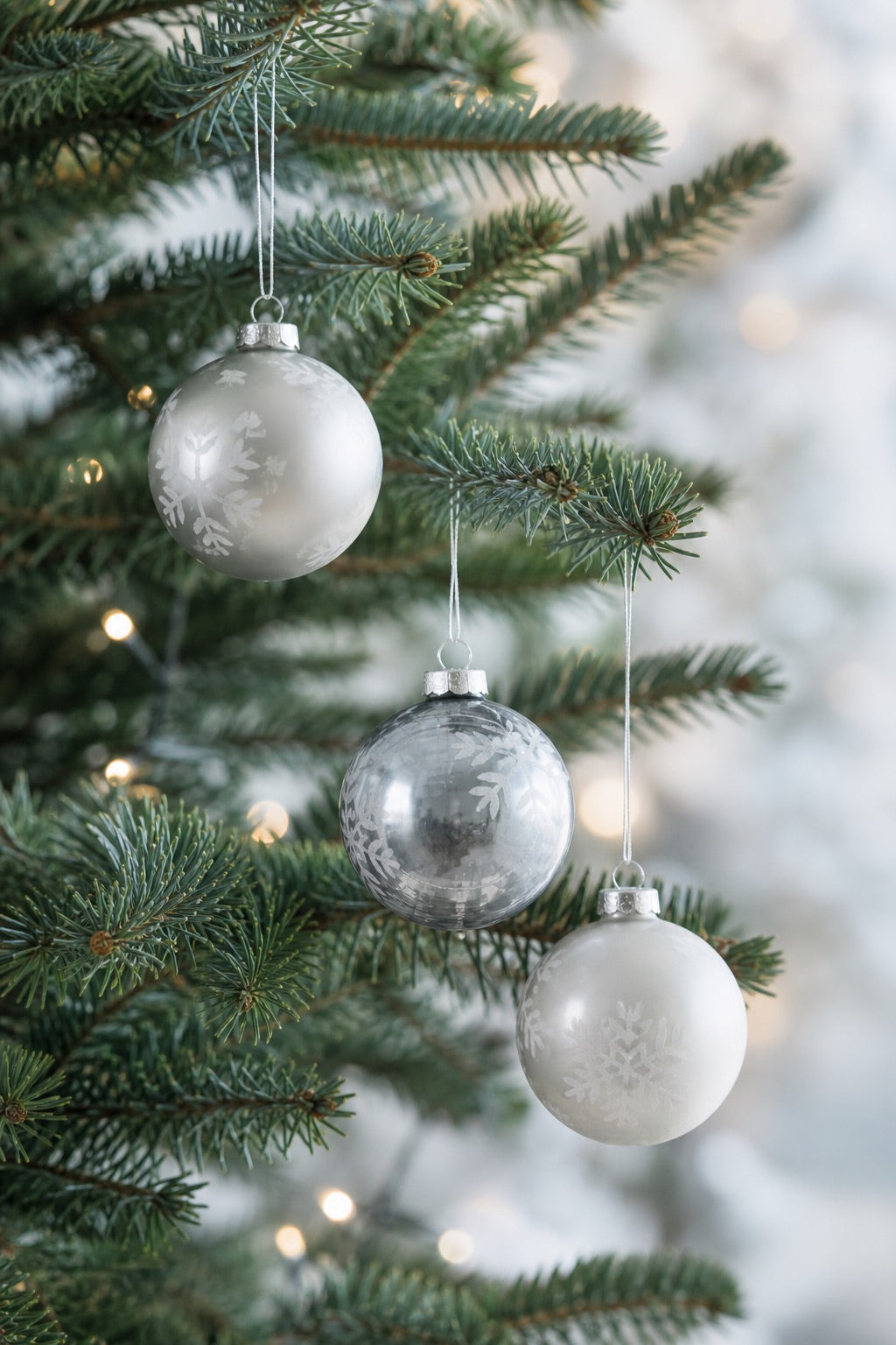 Silver / white Christmas balls