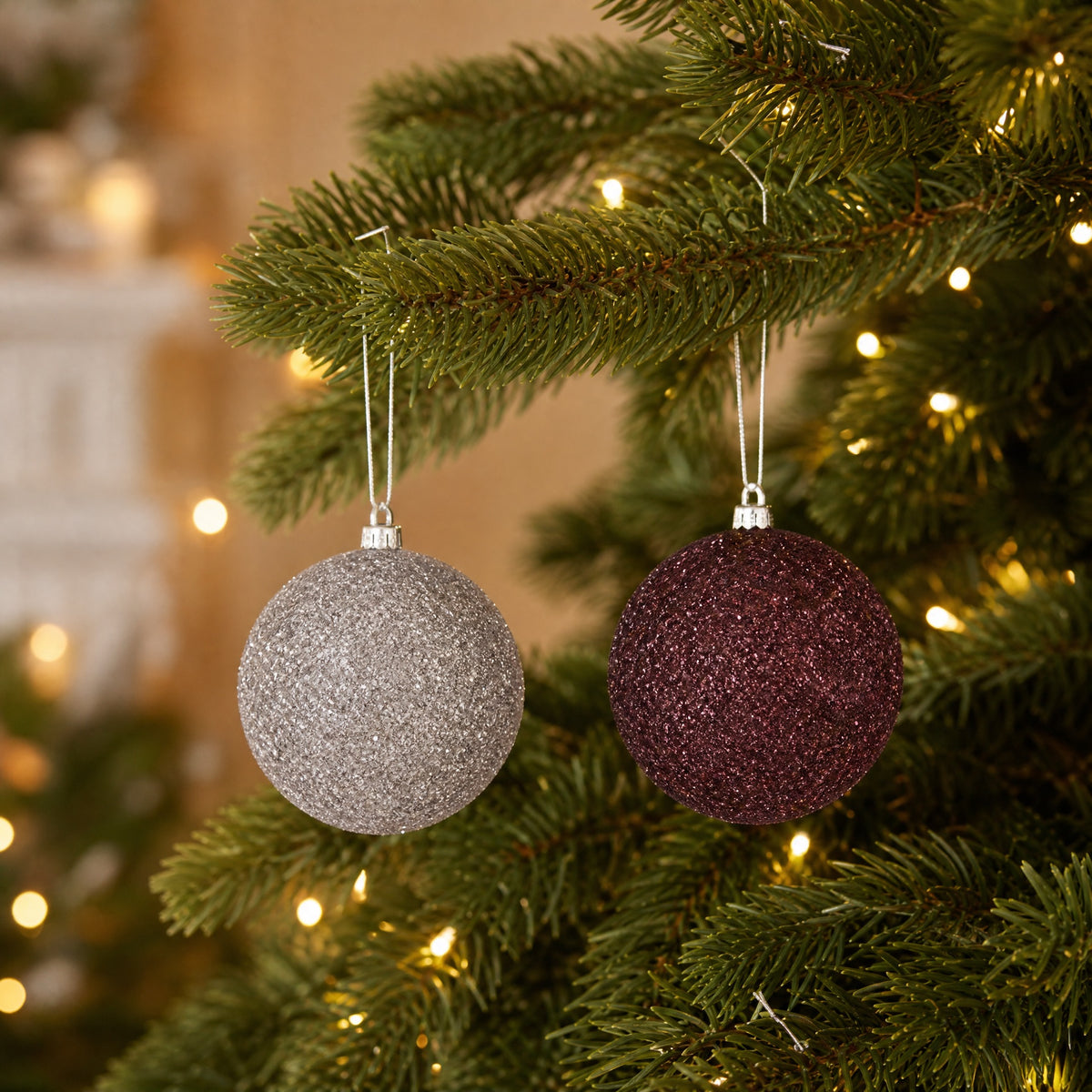 Burgundy or silver Christmas ball