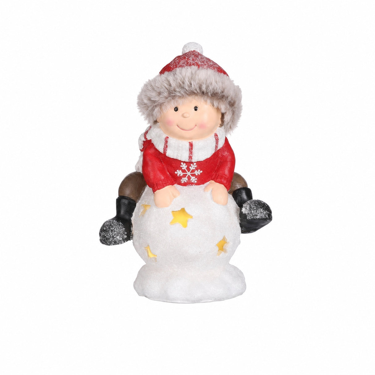 Boy and girl on snowball