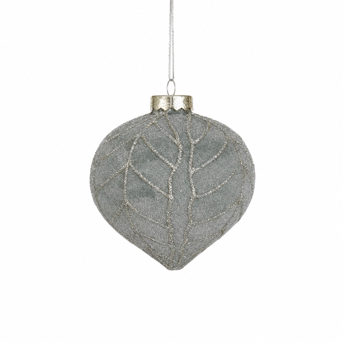 Bulb shaped Christmas ball with leaf