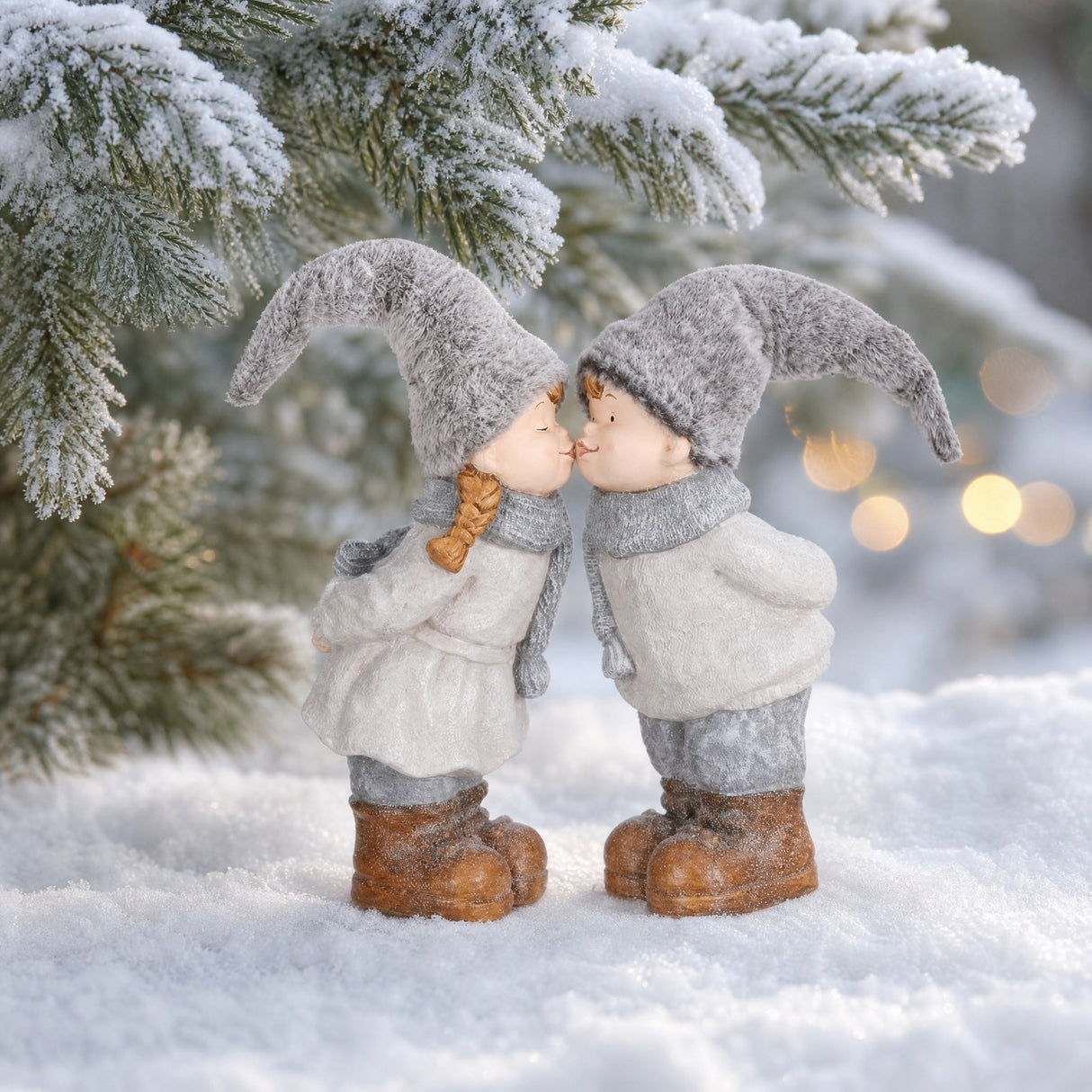 Kissing winter children