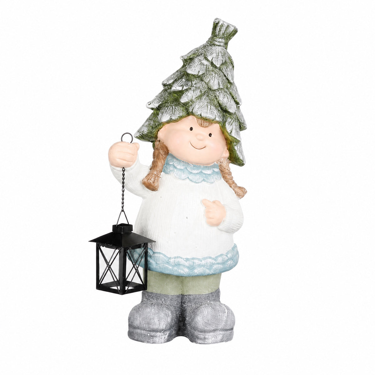 Winter children with cone hats and lanterns