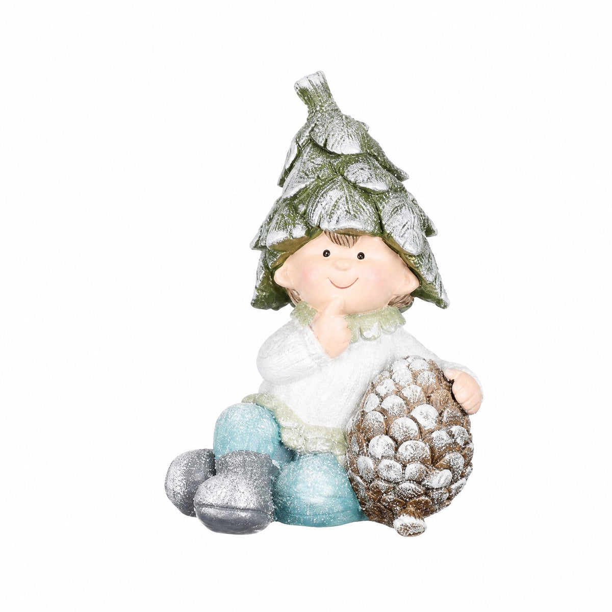 Sitting winter children with cone hats