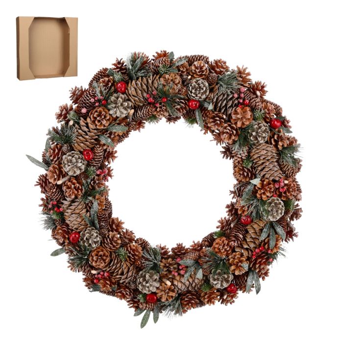 Stor krans med mange kogler 69 cm i diameter