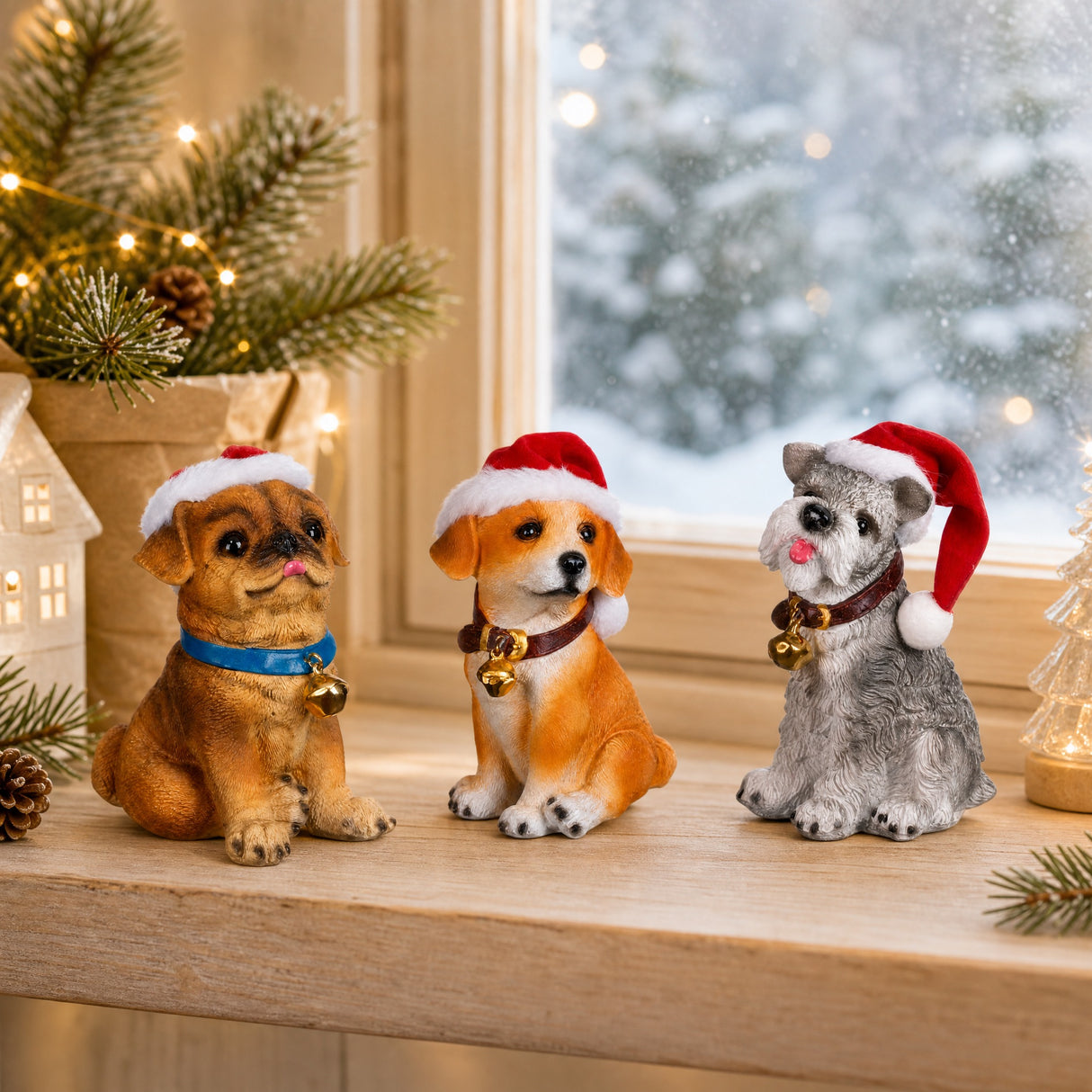 Dogs with hats and collars