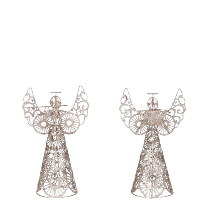 Flot stor engel i champagnefarve, med udstrakte vinger. Hele figuren er mønstret, så der opstår flotte huller til lysets skær. Fra House of Seasons.