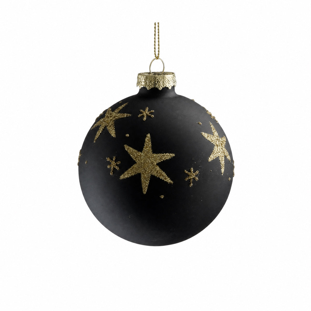 Christmas ball with gold glitter stars Ø 8 cm