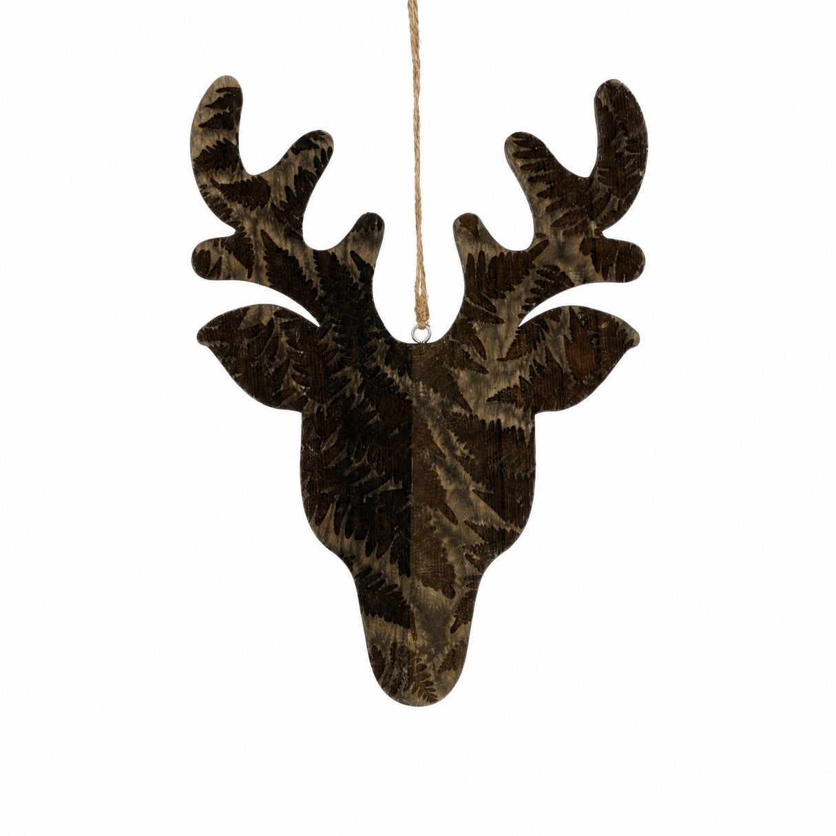 Wooden ornament with fern leaves