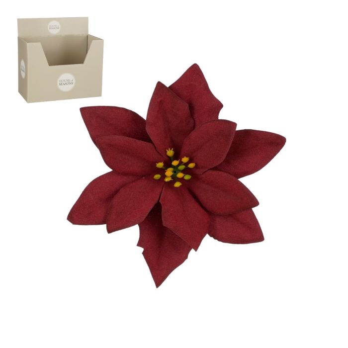 Julestjerne med klips bordeaux