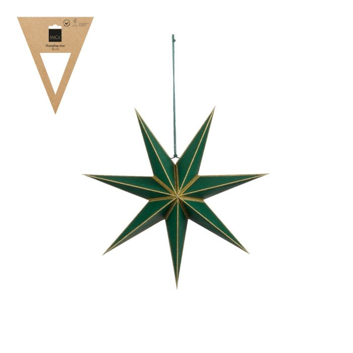 Julestjerne grøn med guldfarvede kanter 45 cm i dia
