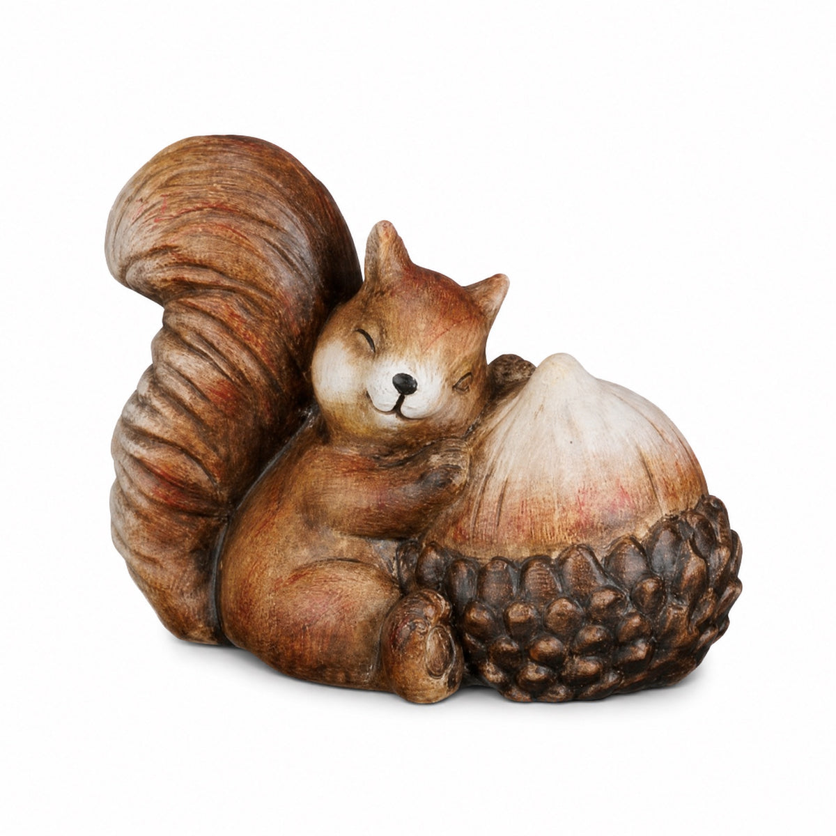 Squirrel with pine cone/acorn 11 cm high