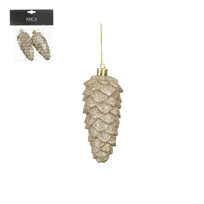 Plastic Christmas bauble Fir cone 2-pack