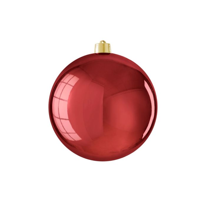 Large Christmas bauble glossy dark red 20 cm in diameter