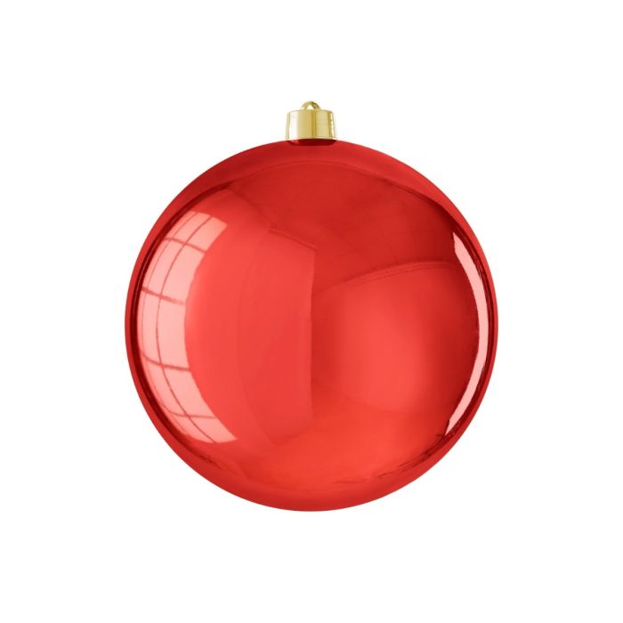 Large Christmas bauble glossy red 25 cm in diameter
