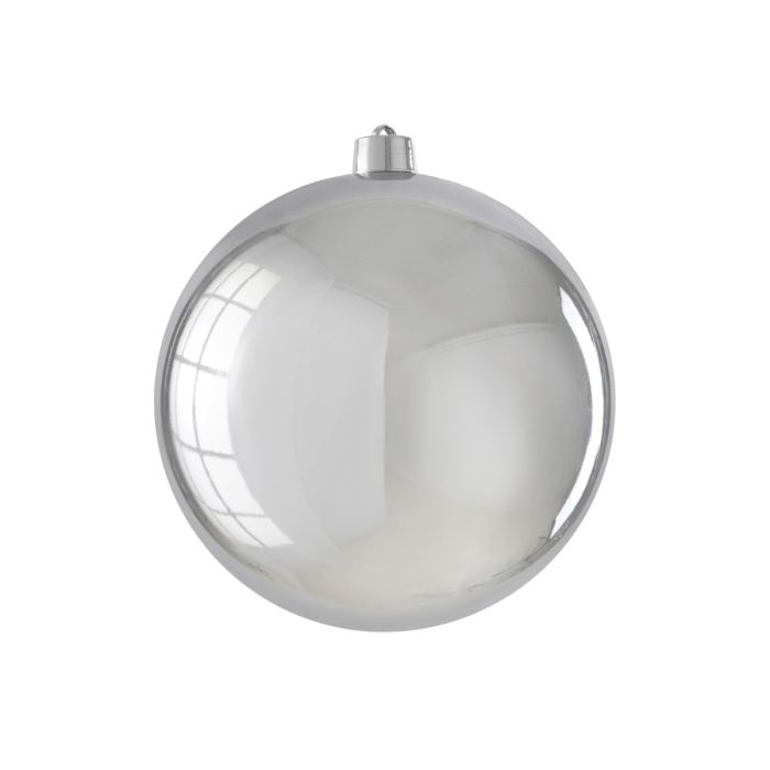 Large Christmas bauble shiny silver 25 cm in diameter