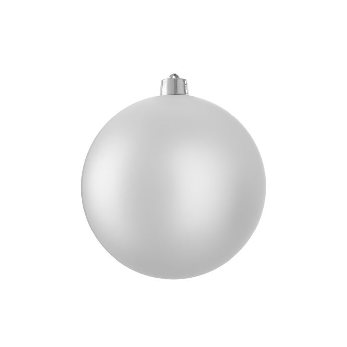 Large Christmas bauble matt silver 20 cm in diameter