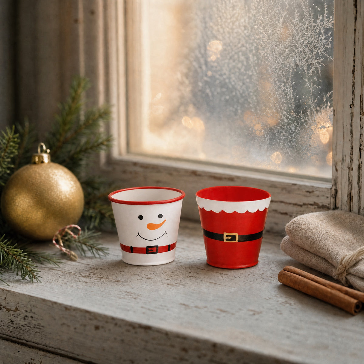 Bucket/pot cover with Christmas motif