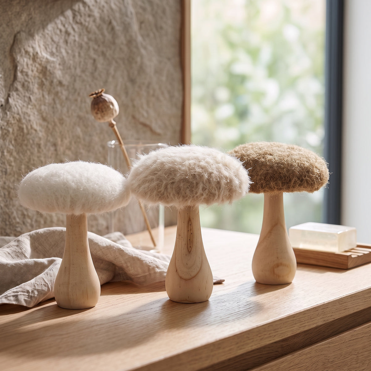 Mushroom with soft hat 16 cm high