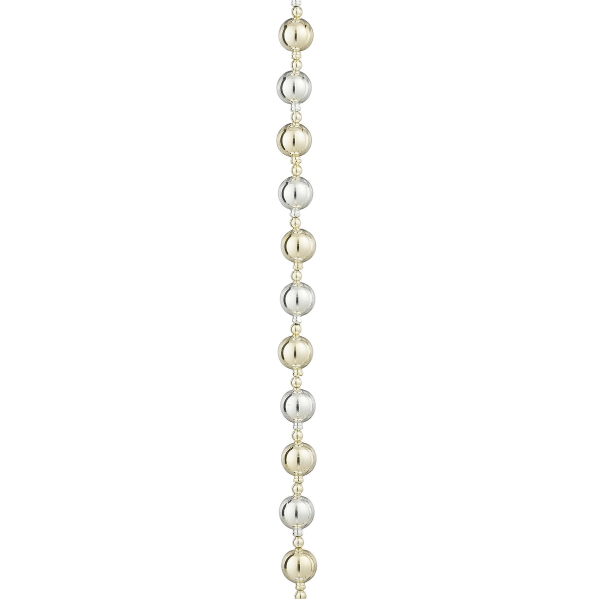 Garland with gold and silver Christmas baubles, 210 cm long, made from recycled plastic