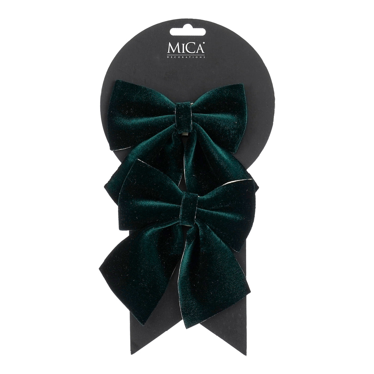 Sløjfer i mørkegrøn 12 cm bred 2-pak til dekoration fra Mica Decorations