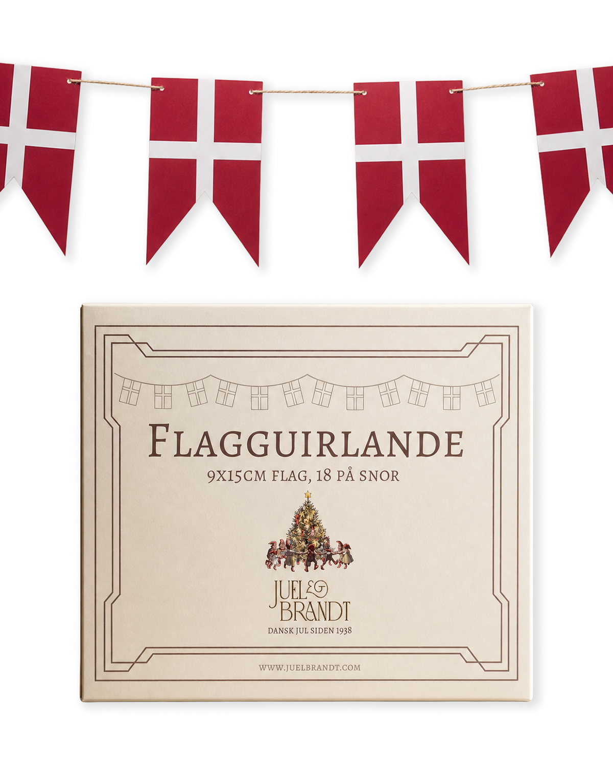Flag garland with 18 Danish flags from Juel & Brandt