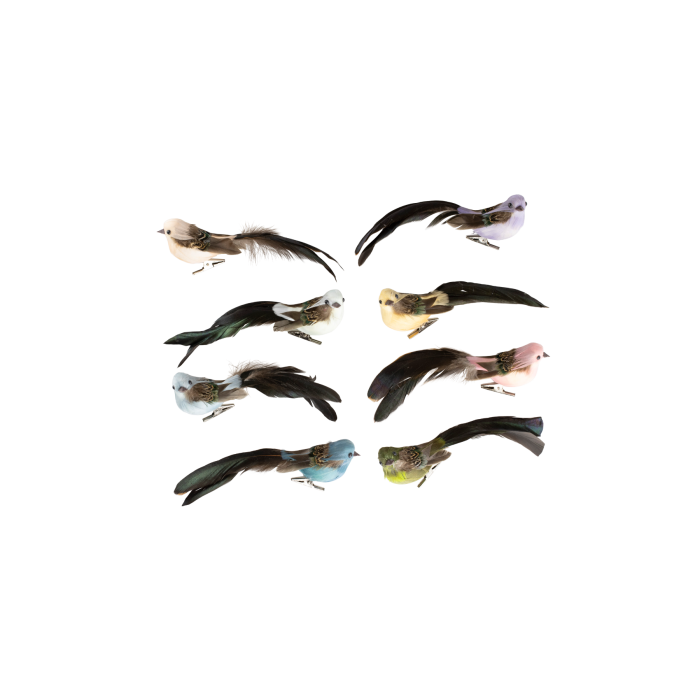 Fugl med fjerhale på klips 14 cm