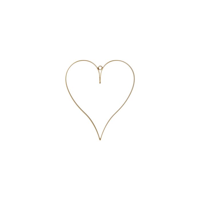 Dekorationshjerte guldfarvet 26 cm højt