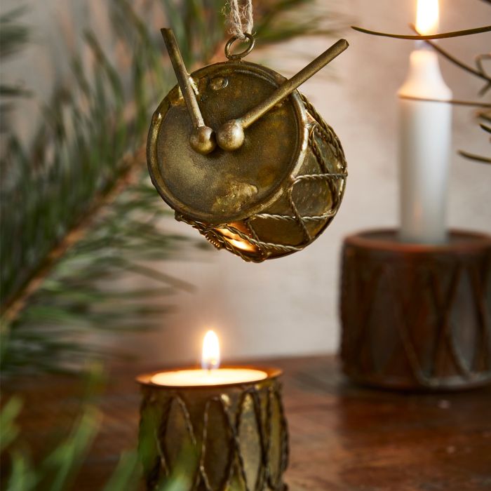 Tromme til stagelys antik guld