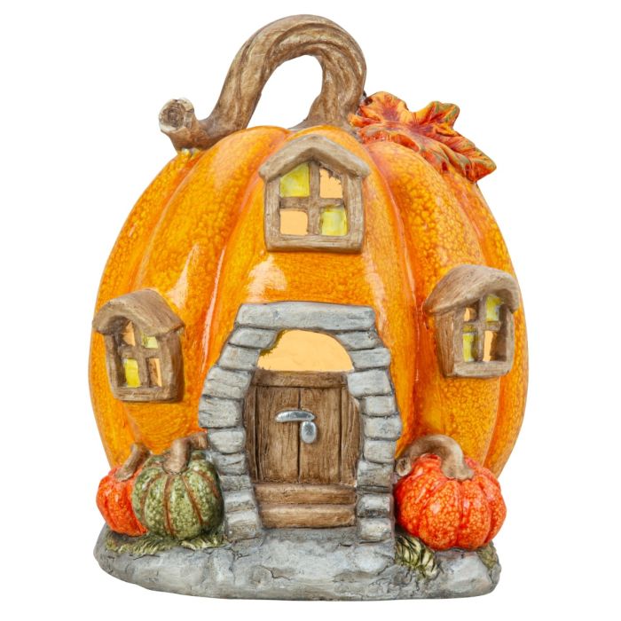 Græskarhus med led-lys i