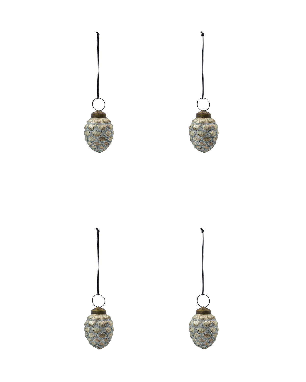 Christmas pinecone ornament in antique silver, 4-pack from House Doctor