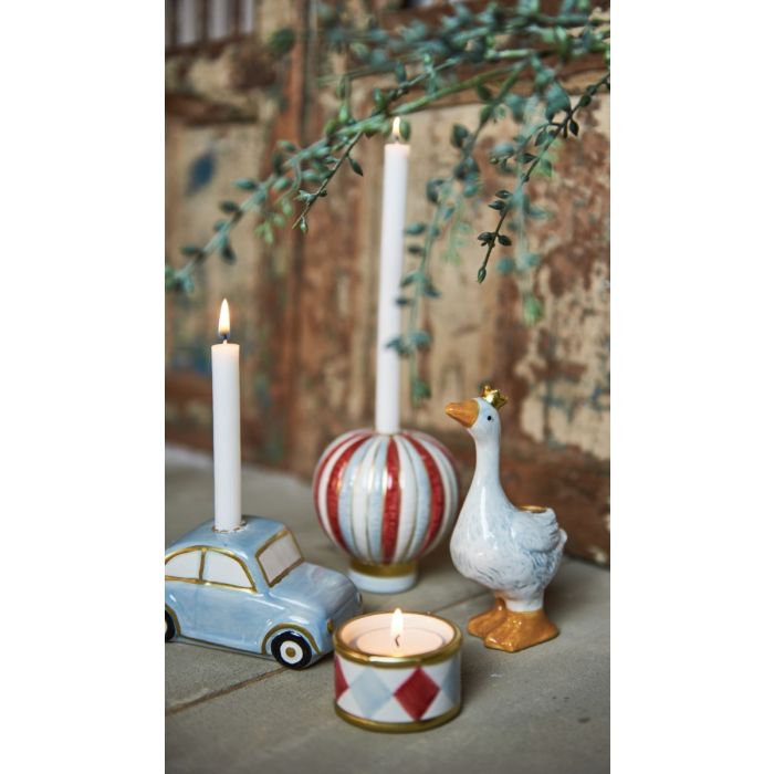 Lysestage til kertelys lyseblå bil