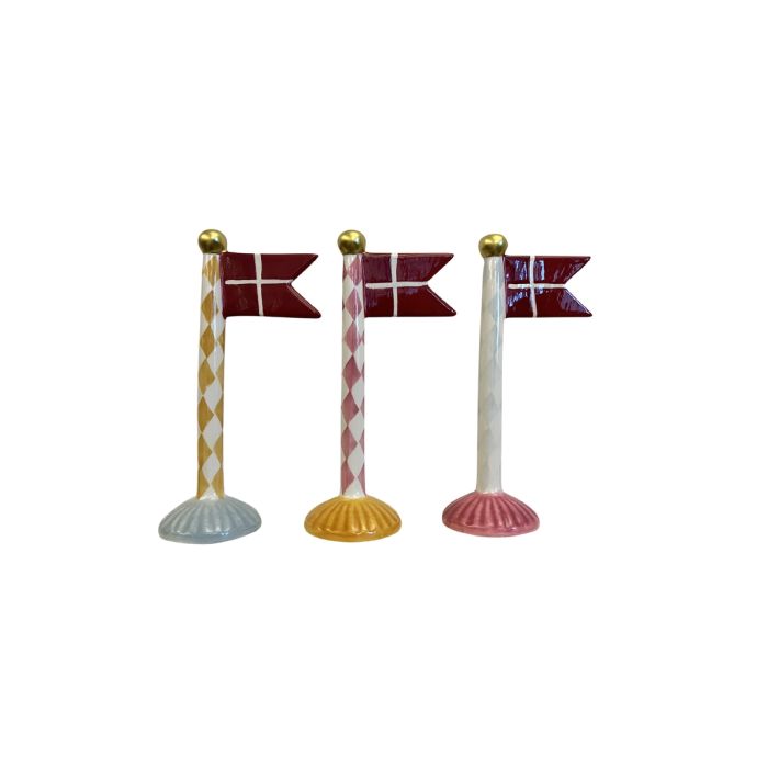 Flagstang med spidsflag 14 cm højt harlekin