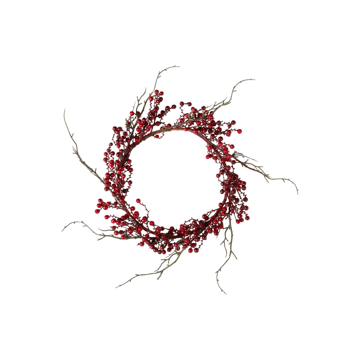 Wreath with red berries and branches, 25 cm diameter from Speedtsberg