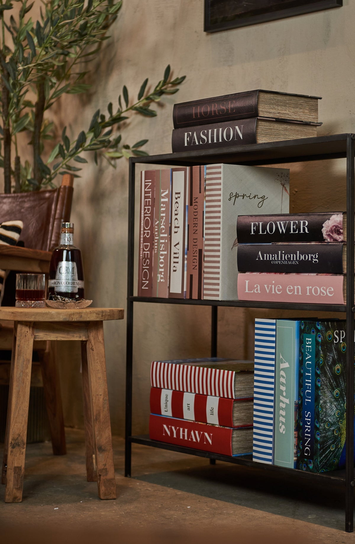 Paris storage boxes from Speedtsberg displayed as decorative books on a bookcase alongside other books and home decor
