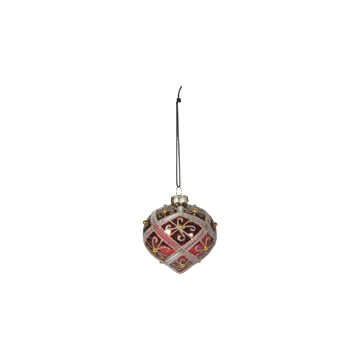 Red onion-shaped glass Christmas bauble with pattern from Speedtsberg