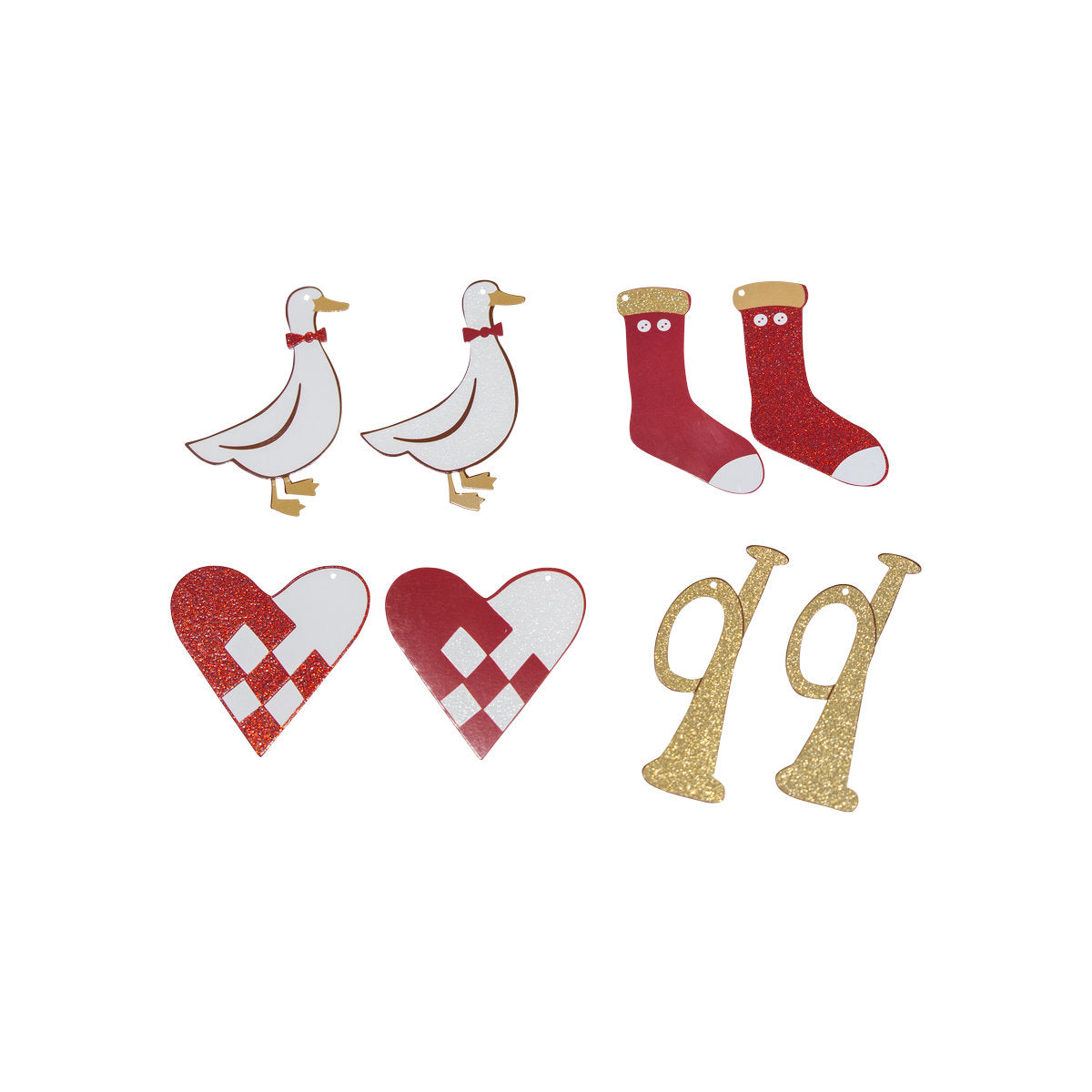 Gift tags with goose, trumpet and woven heart, 24-pack from Speedtsberg
