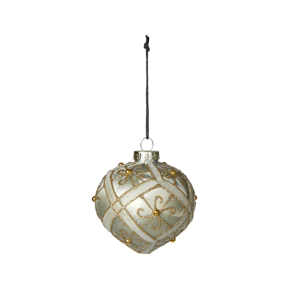 Onion-shaped patterned Christmas bauble in champagne from Speedtsberg