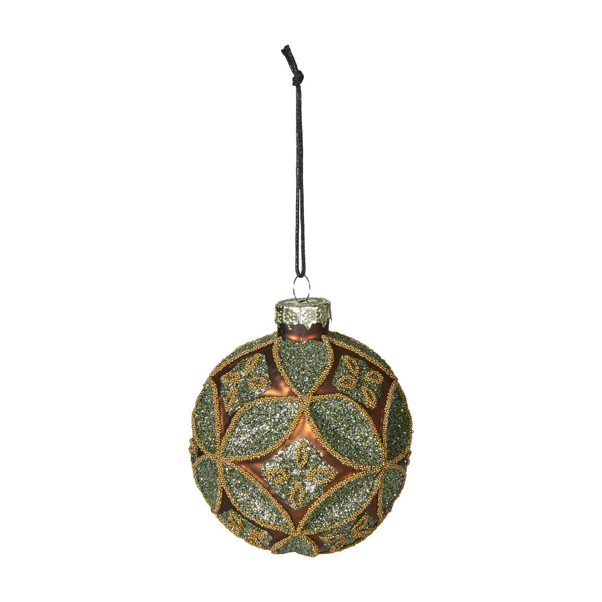 Green and gold Christmas bauble from Speedtsberg, 8 cm diameter, glass