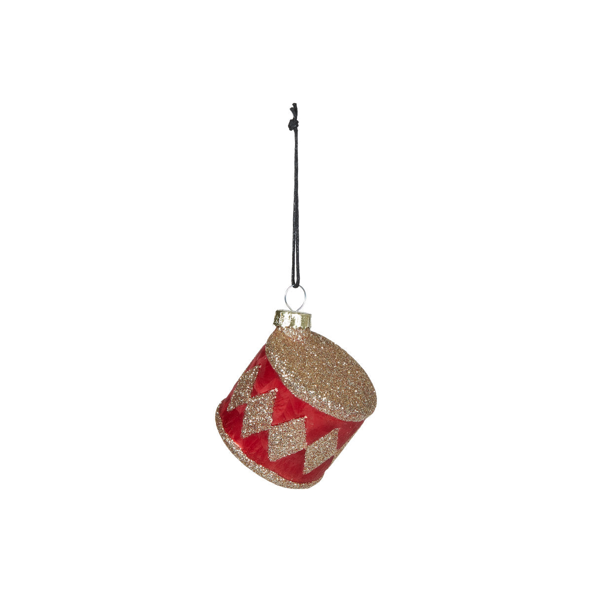 Drum-shaped Christmas bauble with glitter, 6 cm diameter, from Speedtsberg