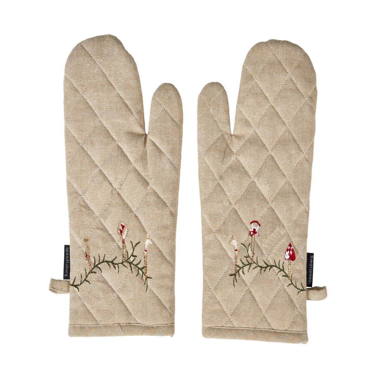 Set with grill glove featuring Christmas embroidery in quilted cotton from Speedtsberg