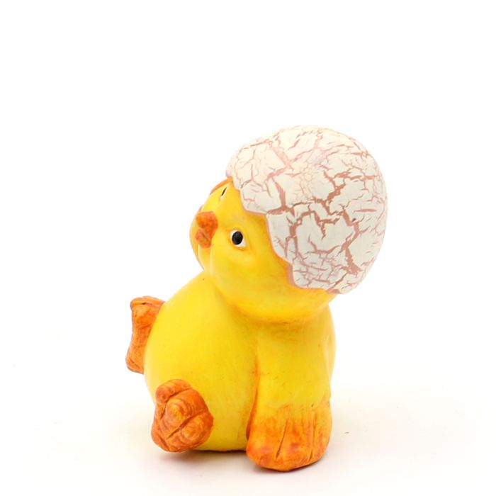 Kylling med æggeskal på hovedet 7 cm høj