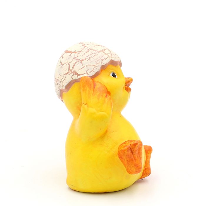 Kylling med æggeskal på hovedet 7 cm høj