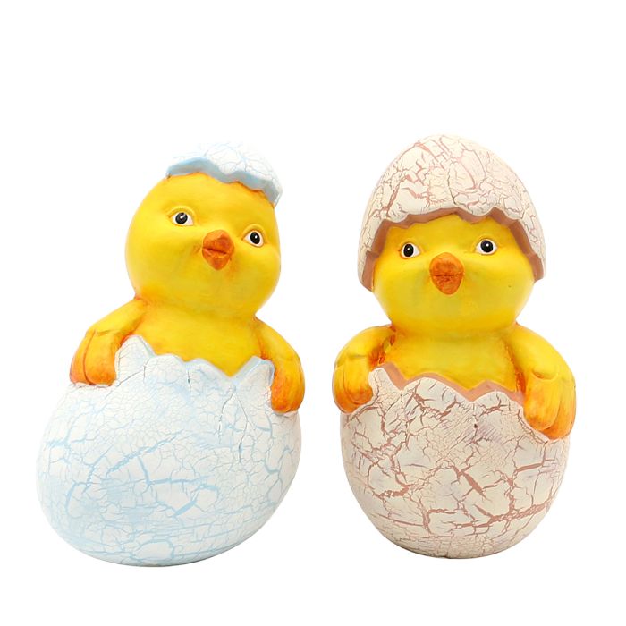 Kylling med æggeskal på hovedet 11 cm høj