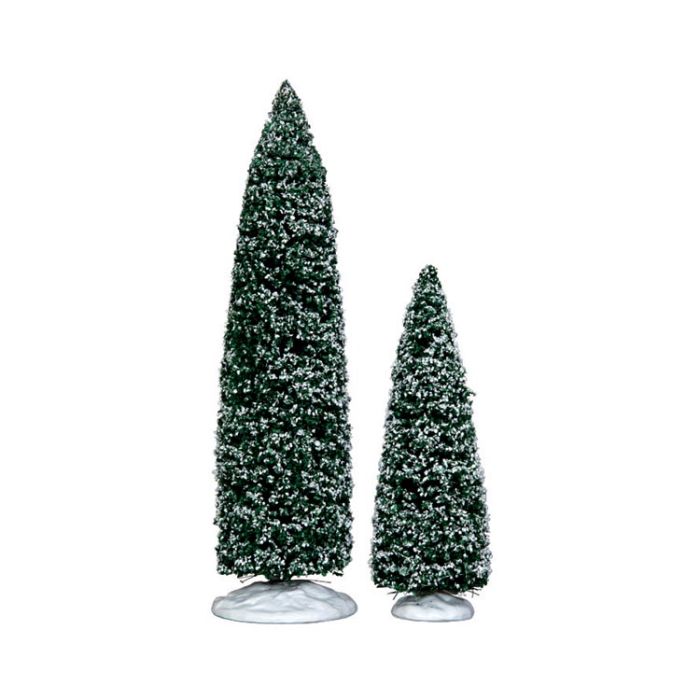 Lemax Snowy Juniper Tree Large & Medium Set