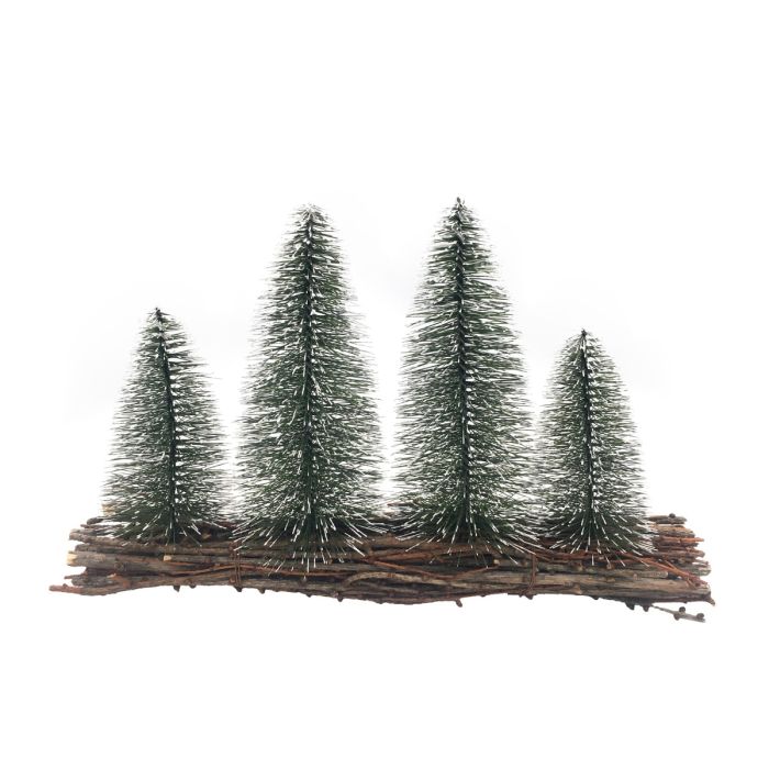 Fire nåletræer på base af kviste